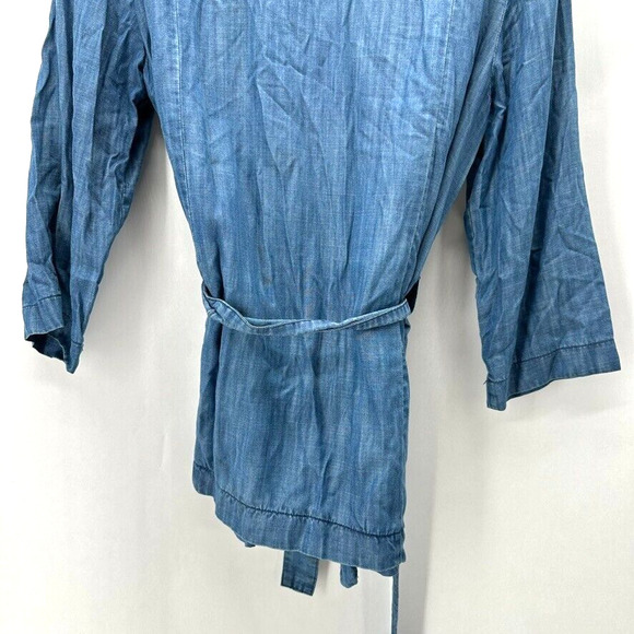 JUST Female Rigmor Kimono Blouse Size S Chambray Blue Wrap Preppy Coastal City - Picture 9 of 12